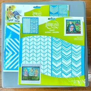 NWT - Americana Stencil Set of 2 - Chevrons and Diagonals